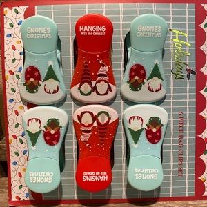 Christmas Gnomes Food Bag Clips Set Of 6, Magnetic Gnome Clips Gnomes Christmas